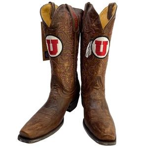 GAMEDAY BOOTS University Of Utah Utes NEW Size 10 Brown Embroidered Cowboy Boots